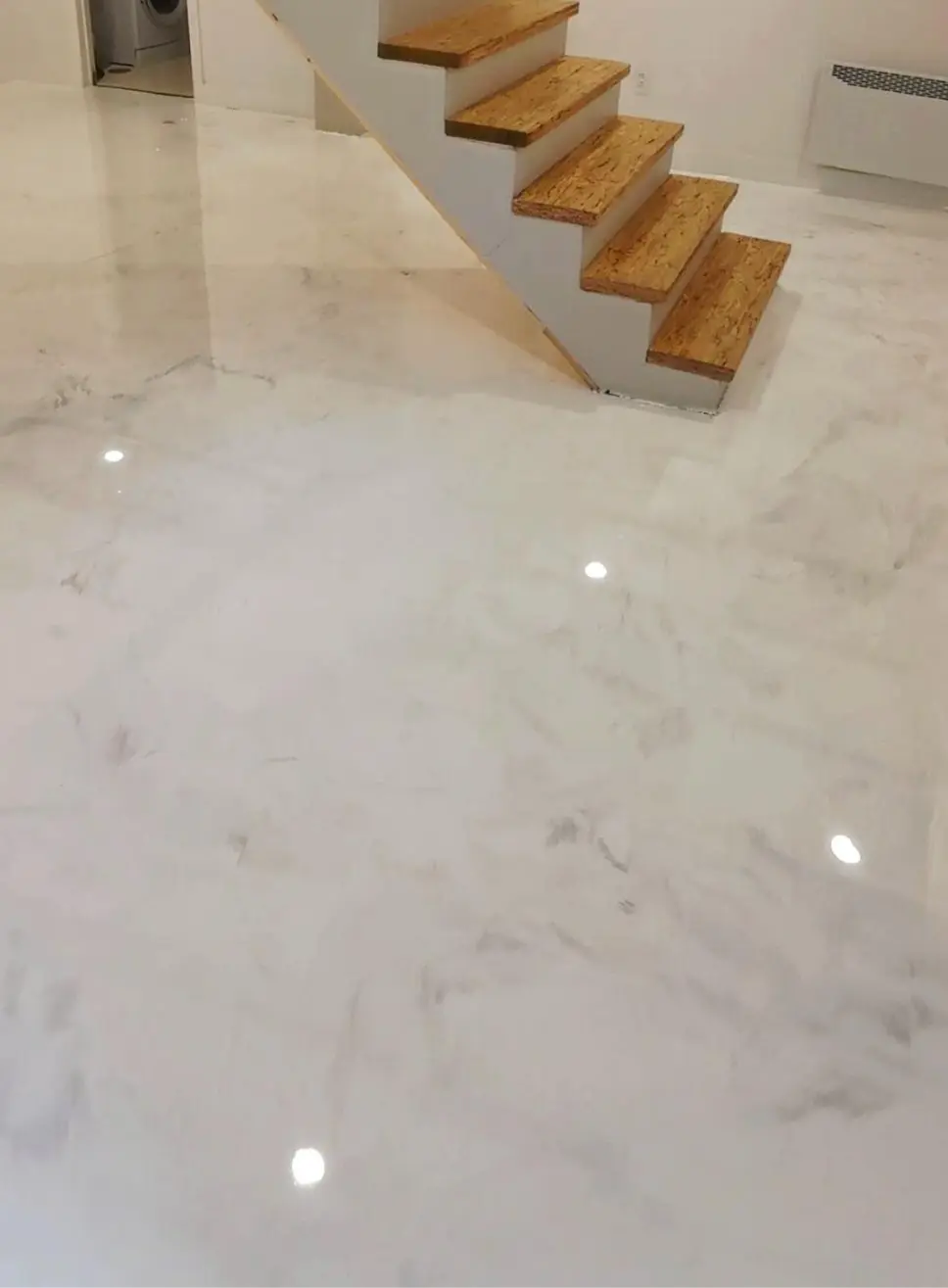 Metallic White Carrera Marble Epoxy Flooring Kit